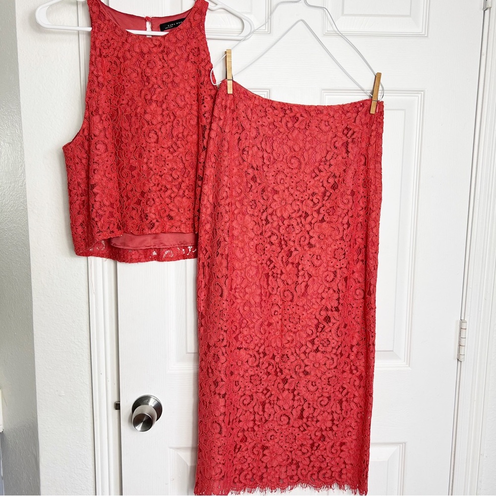Zara Red Lace Skirt